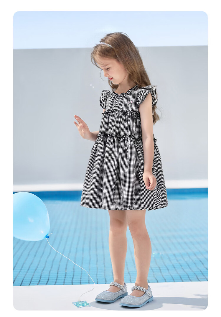 Disney Girls' Striped Summer Dress with Cap Sleeves, Blue and White Thin Stripes, Size 150 15
