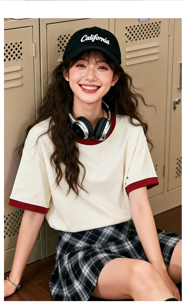 Warrior Trendy Colorblock Cotton Short Sleeve Women's 2026 New Summer Loose Casual Fashion Half Sleeve T-Shirt Top 11