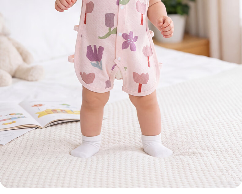 Tonglian Chuxin [Ice Cotton] Baby Romper Summer Jacquard Thin Sleeveless Newborn Pipa Suit Crawling Clothes 4