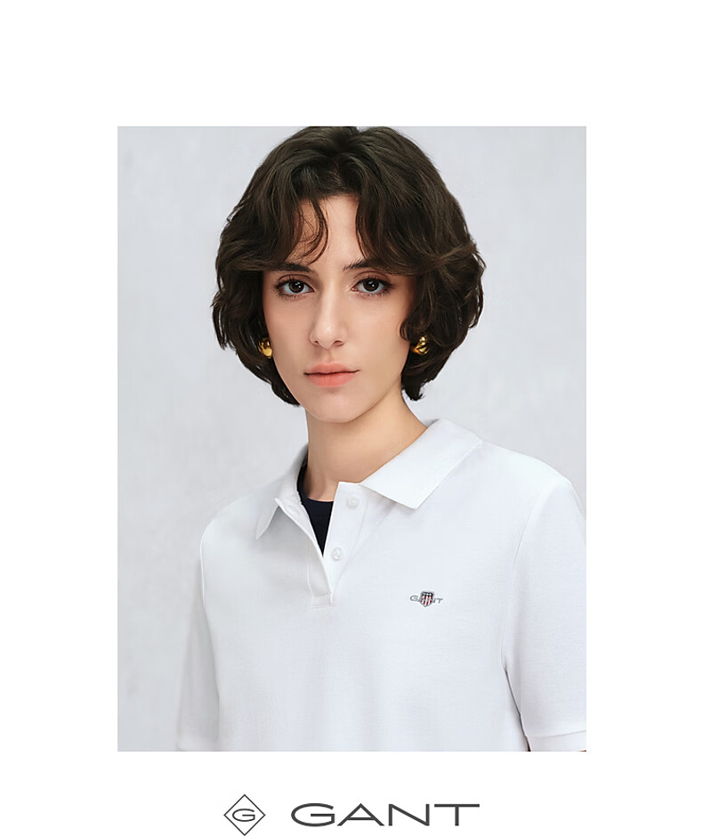 GANT Outstanding Polo Spring Summer Women's Cotton Short Sleeve Polo Shirt with Lapel Collar 682-Cherry Blossom Pink L 4