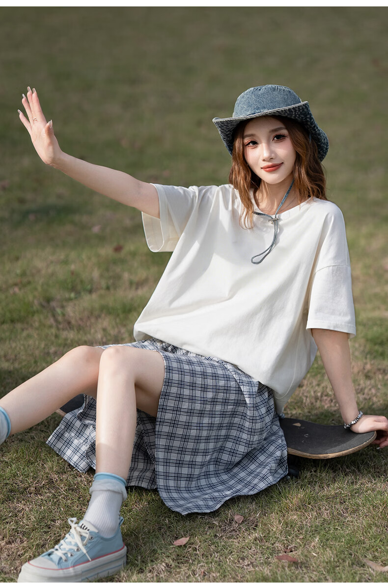 TonLion 2026 Summer Women's Crew Neck Short Sleeve T-Shirt White L 7
