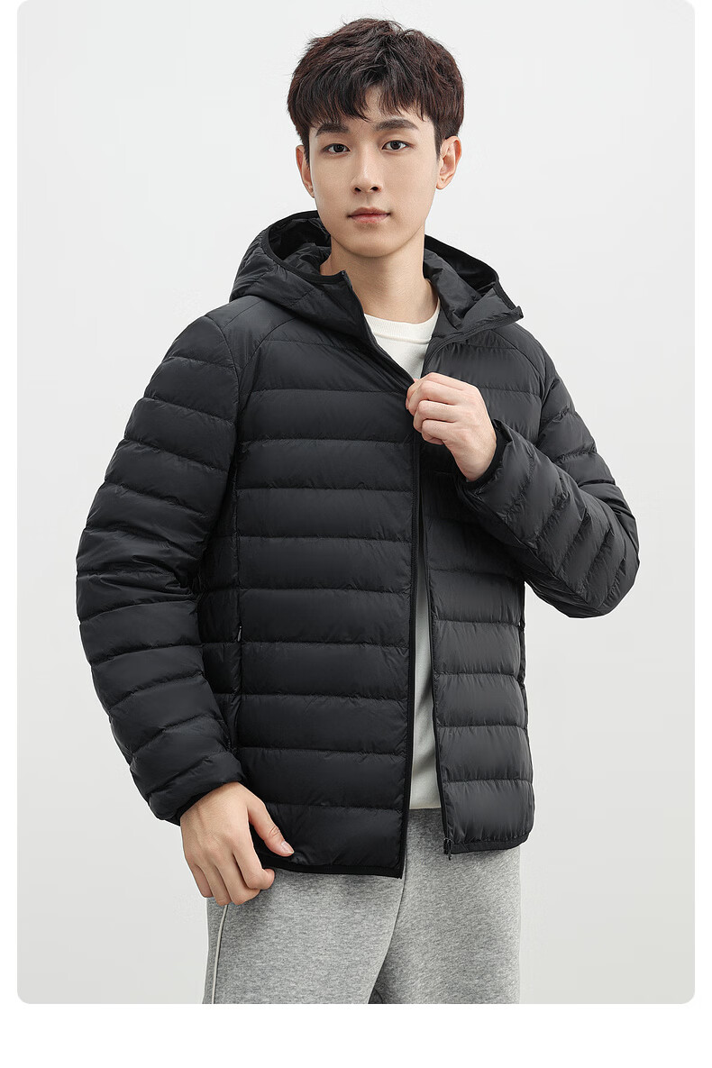 YAYA Men's Women's Unisex Lightweight Short Hooded Solid Color Down Jacket Autumn Winter Warm Outdoor 31