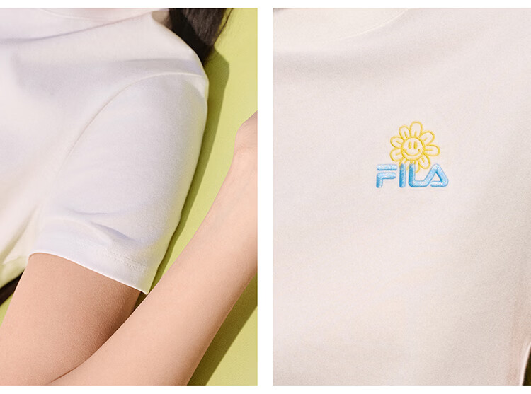 FILA Official Women's Knitted Short Sleeve Shirt 2026 Summer Casual Slim Fit Cool Cotton Cropped T-Shirt 37