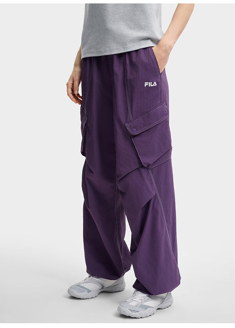 FILA Official Women's Woven Long Pants 2026 Summer New Loose Fit Sun Protection Cooling Cargo Pants 22