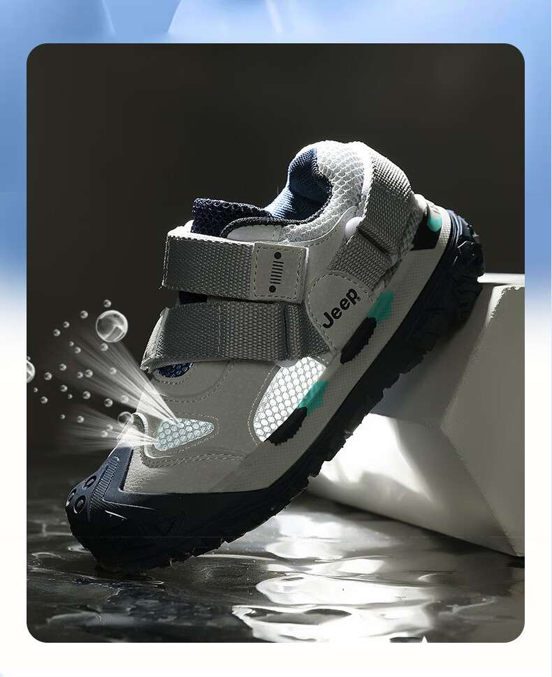 JEEP Kids Sports Shoes Spring Summer Single Mesh Breathable Dad Sneakers Non-slip Mesh Shoes Boys Girls Running Shoes Black Gray Size 37 15
