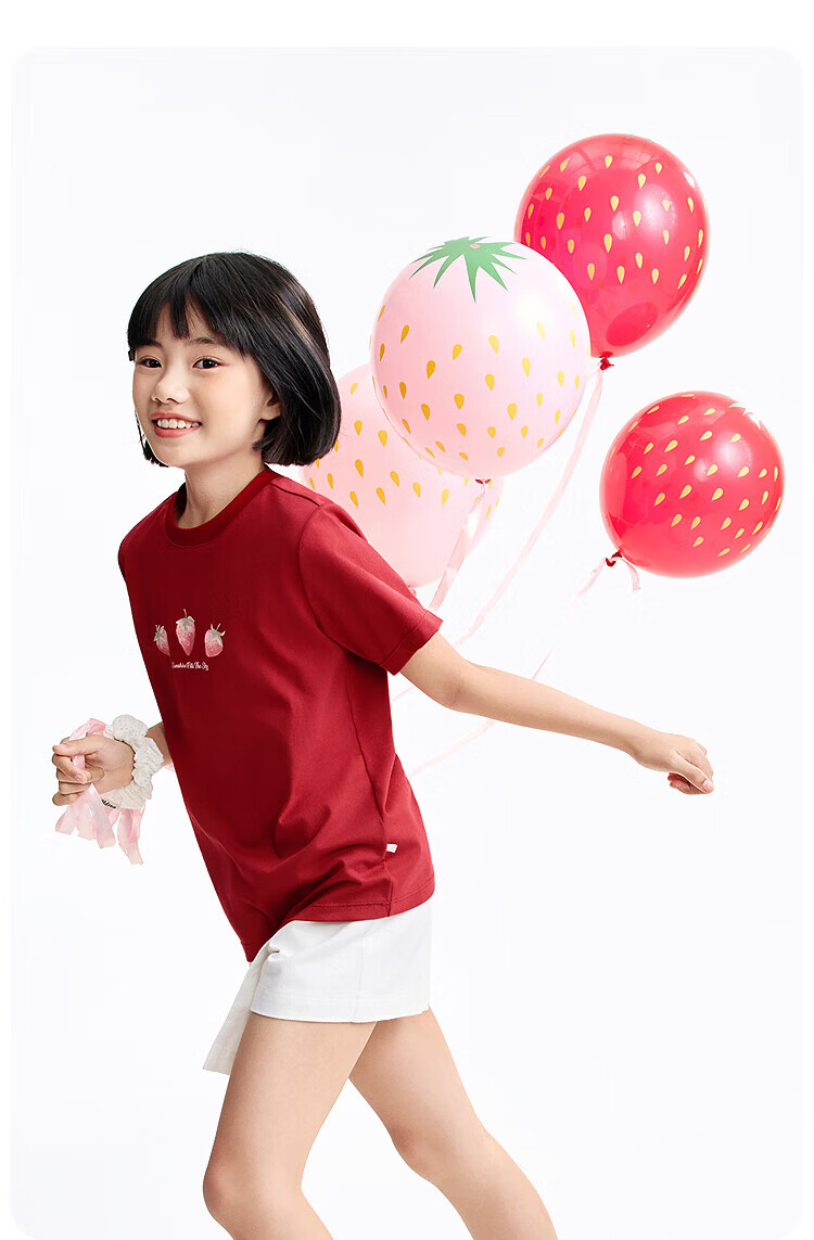 Annil Kids Girls Round Neck Short Sleeve T-Shirt 2026 Summer New Cool Casual Sports Stretch Top 15