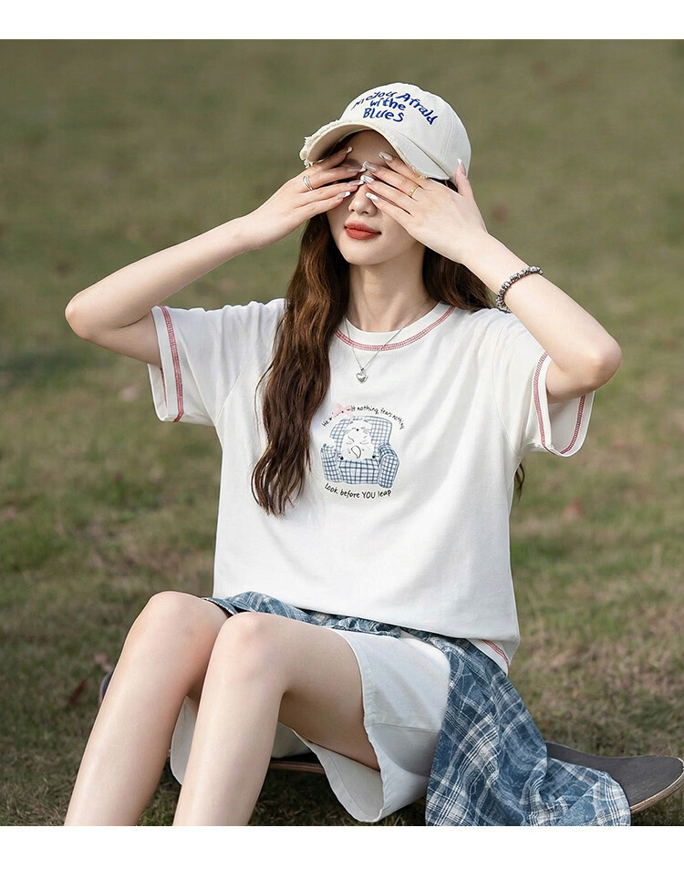 TonLion 2026 Summer New Short Sleeve T-Shirt Women Cool Feeling Youthful Petite Student Korean Style 4