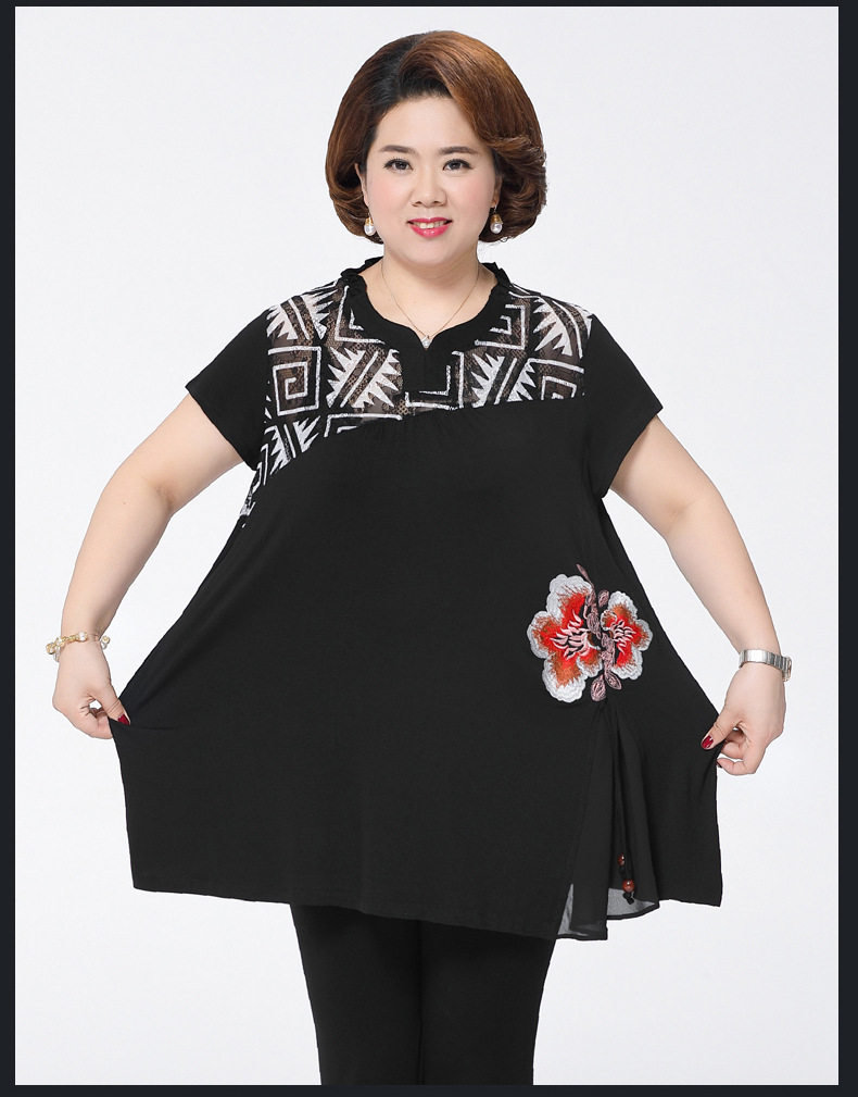 加肥加大码女装18夏季新款中老年大码特体260斤胖妈妈莫代尔弹力2件