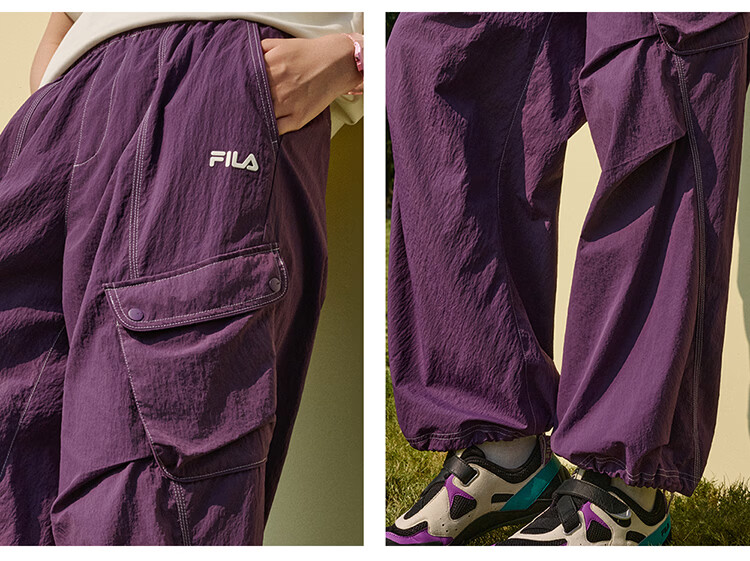 FILA Official Women's Woven Long Pants 2026 Summer New Loose Fit Sun Protection Cooling Cargo Pants 15
