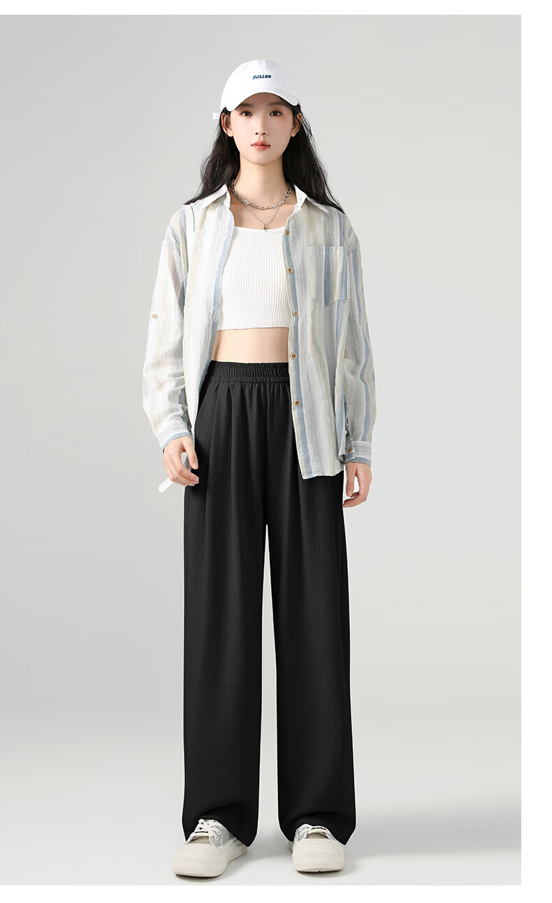 La Chapelle Textured Milk Puff Wide-Leg Pants for Women 2026 Summer New High-Waist Draped Slimming Lightweight Breathable Casual Pants 21