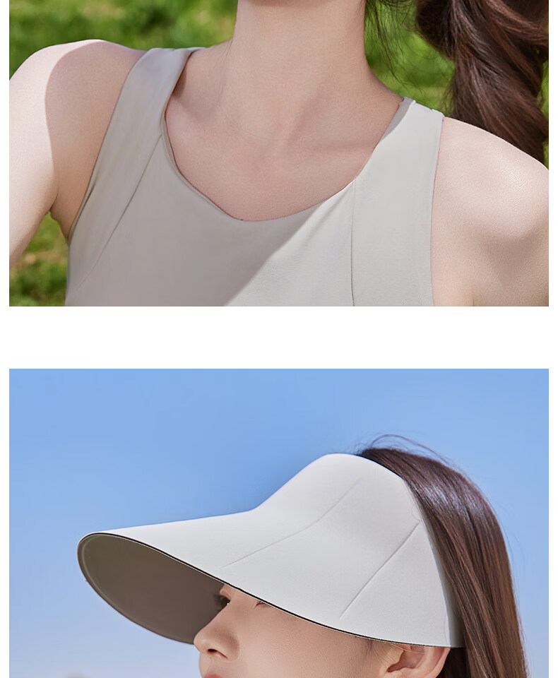 Jingtang Jingpin Seamless Topless Sunshade Hat Women's Summer Large Brim UV Protection Lightweight Foldable Hat 16