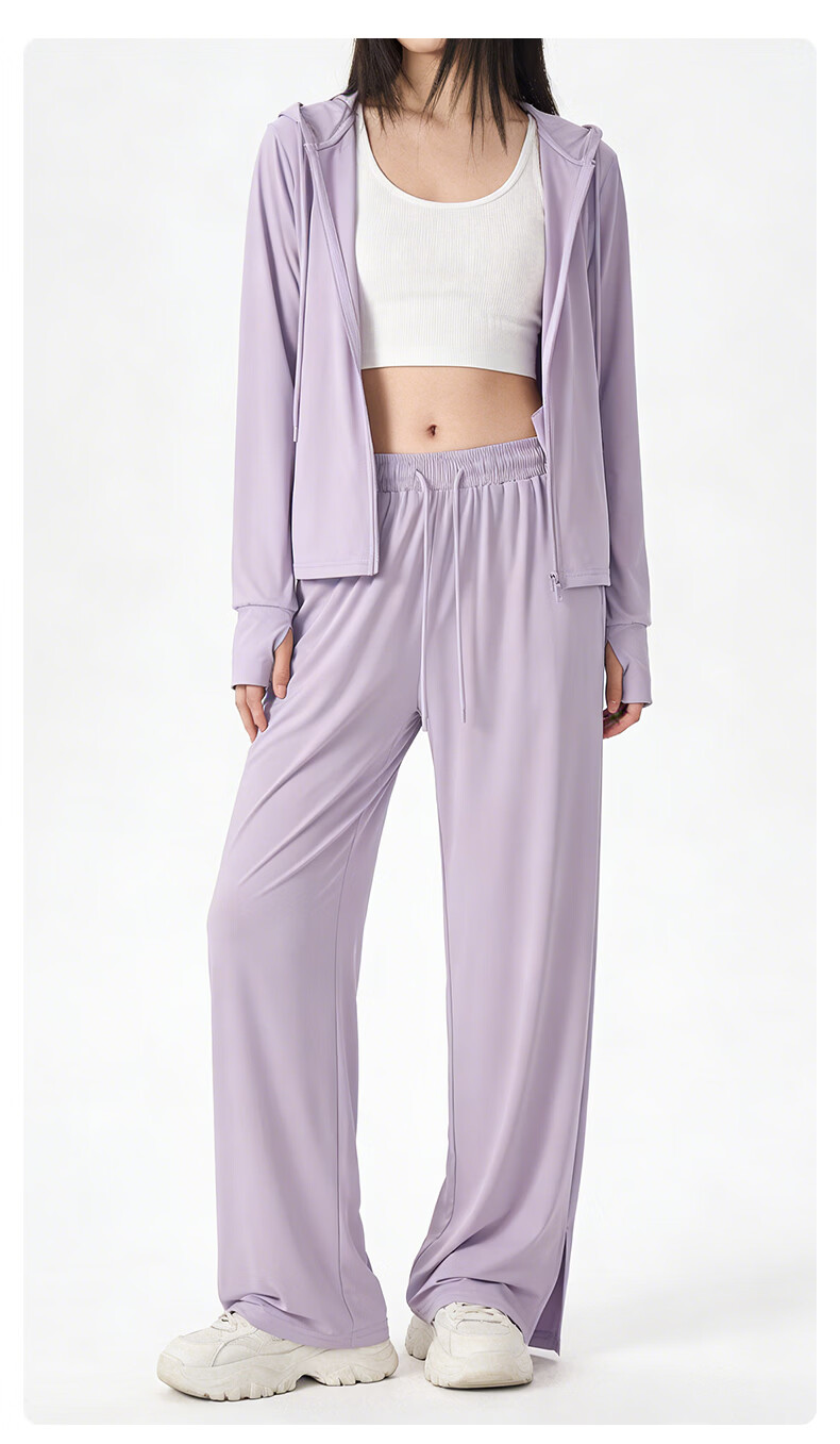 La Chapelle Ice Silk Cool Wide-Leg Pants for Women 2026 Summer New High-Waist Draped Slimming Split Sun-Protective Casual Trousers 22