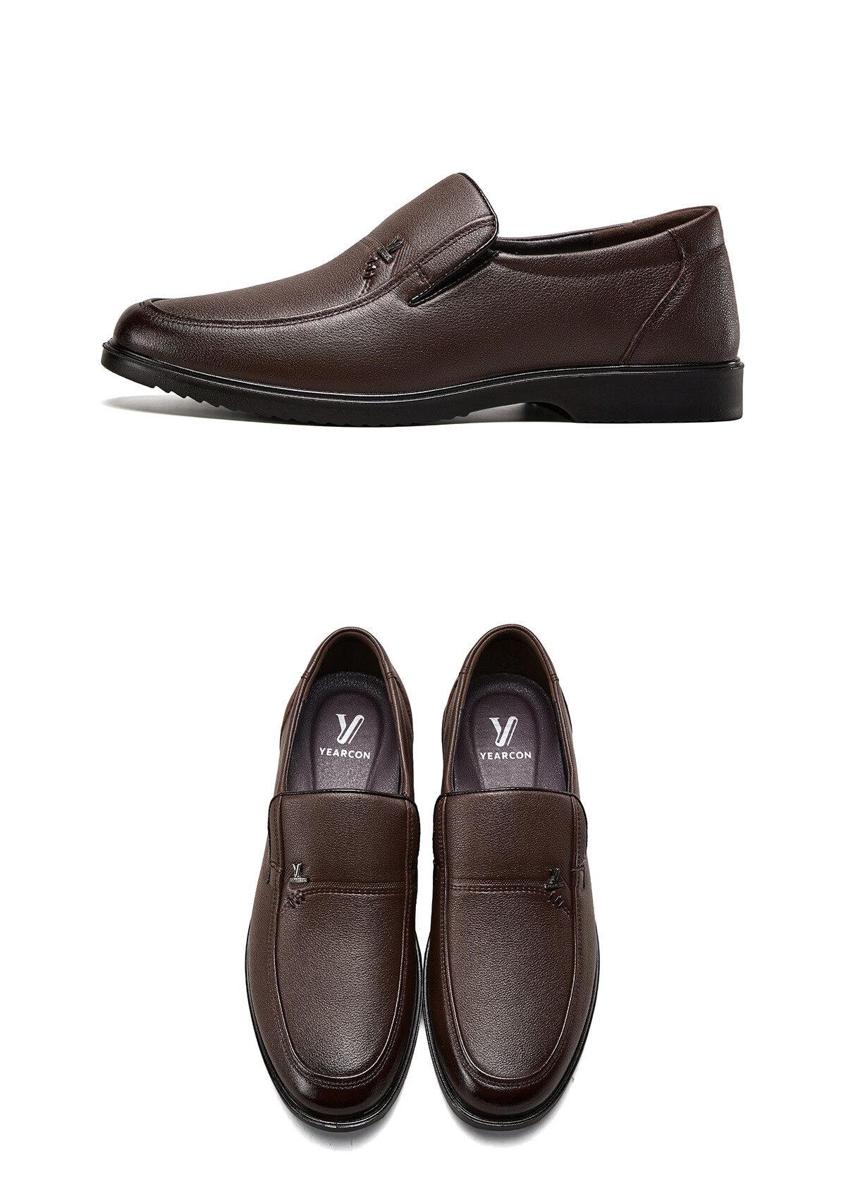 Eierkang Plus Size Men's Genuine Leather Business Formal Slip-On Comfortable Casual Dad Shoes 96361W Black 40 12