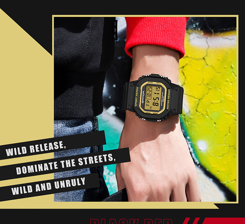 Wodu Youth Square Digital Sports Multifunction Alarm Clock Waterproof Boys Watch for Middle and High School Students Kids 16