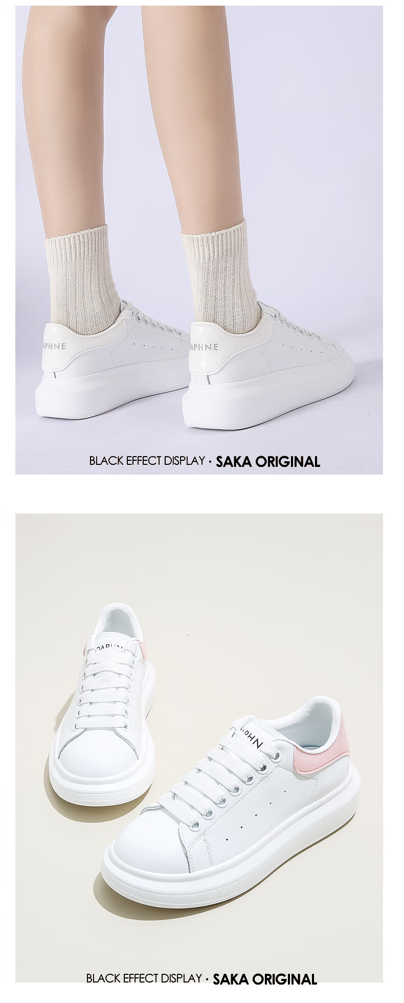 Daphne Popular White Sneakers for Women 2026 Spring New Versatile Sports Casual Shoes White Pink Size 37 15