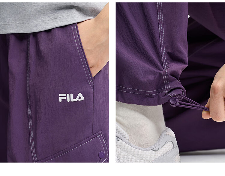 FILA Official Women's Woven Long Pants 2026 Summer New Loose Fit Sun Protection Cooling Cargo Pants 26