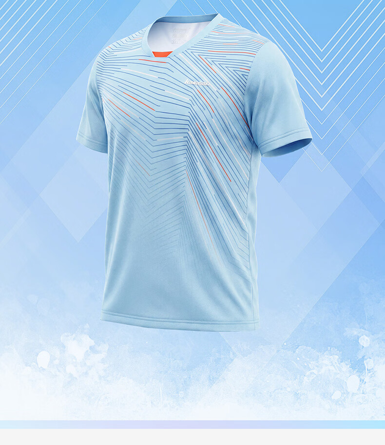 KAWASAKI New Badminton Shirt Unisex Professional Quick-Dry Competition Jersey Sky Blue S 5