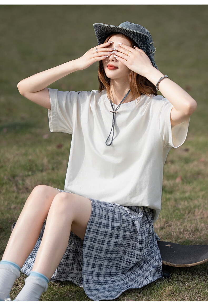 TonLion 2026 Summer Women's Crew Neck Short Sleeve T-Shirt White L 8