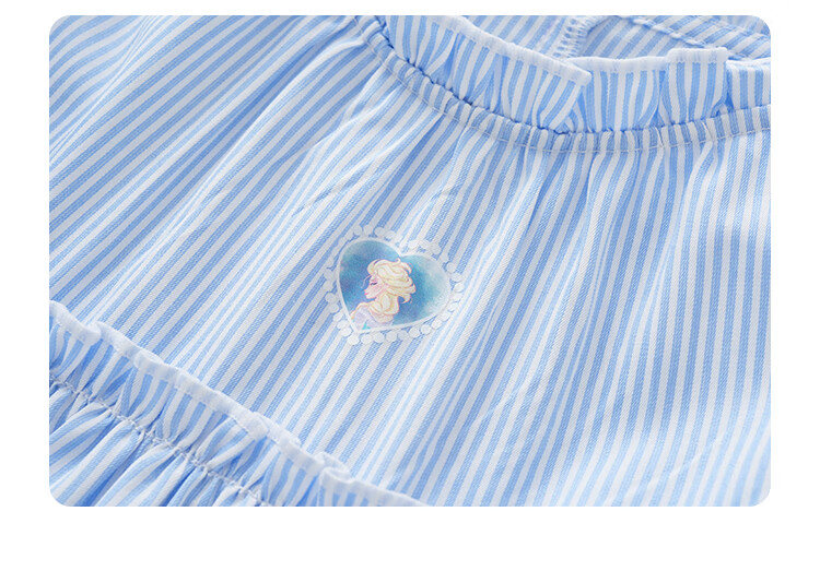 Disney Girls' Striped Summer Dress with Cap Sleeves, Blue and White Thin Stripes, Size 150 4