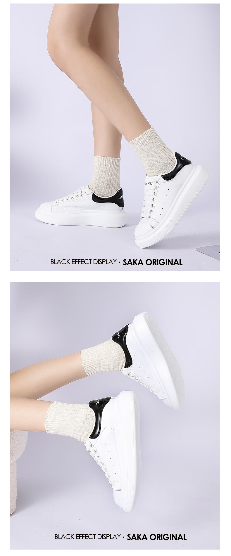 Daphne Popular White Sneakers for Women 2026 Spring New Versatile Sports Casual Shoes White Pink Size 37 12