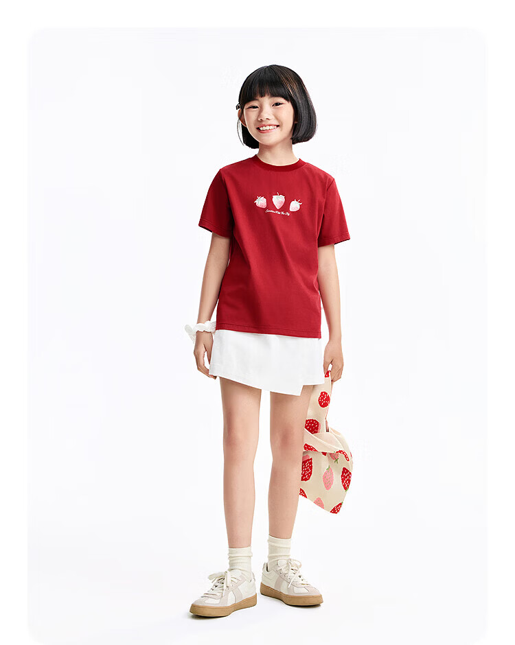 Annil Kids Girls Round Neck Short Sleeve T-Shirt 2026 Summer New Cool Casual Sports Stretch Top 16
