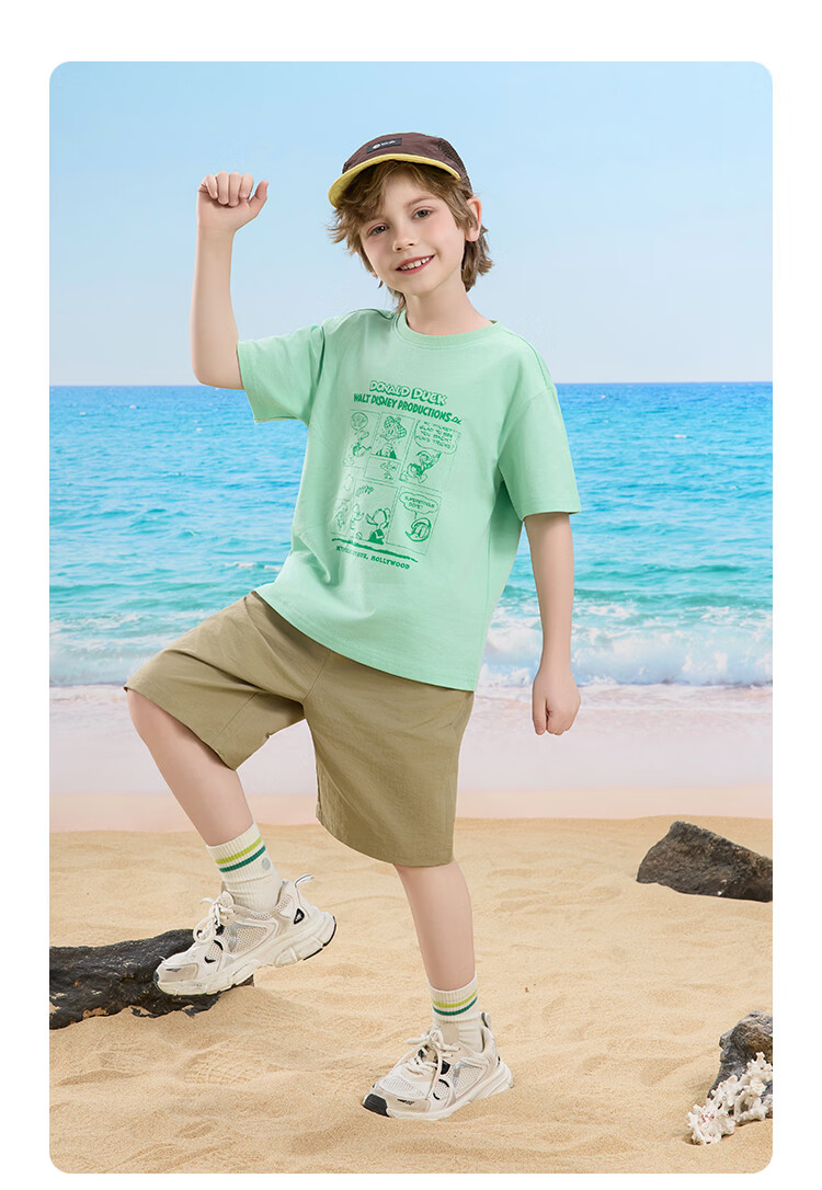 Disney Boys' Casual Short Sleeve T-Shirt and Shorts Set, Off-White, Size 110 11