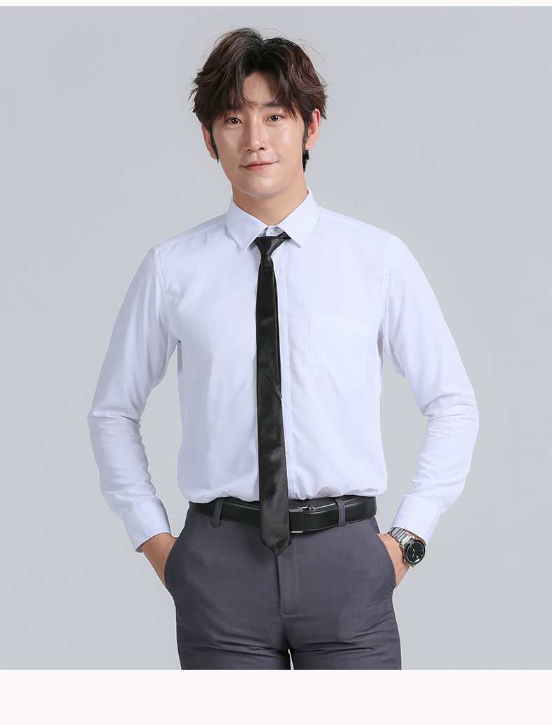 男士正装白衬衫面试修身大学生求职两件套毕业照西装单件白色衬衫l
