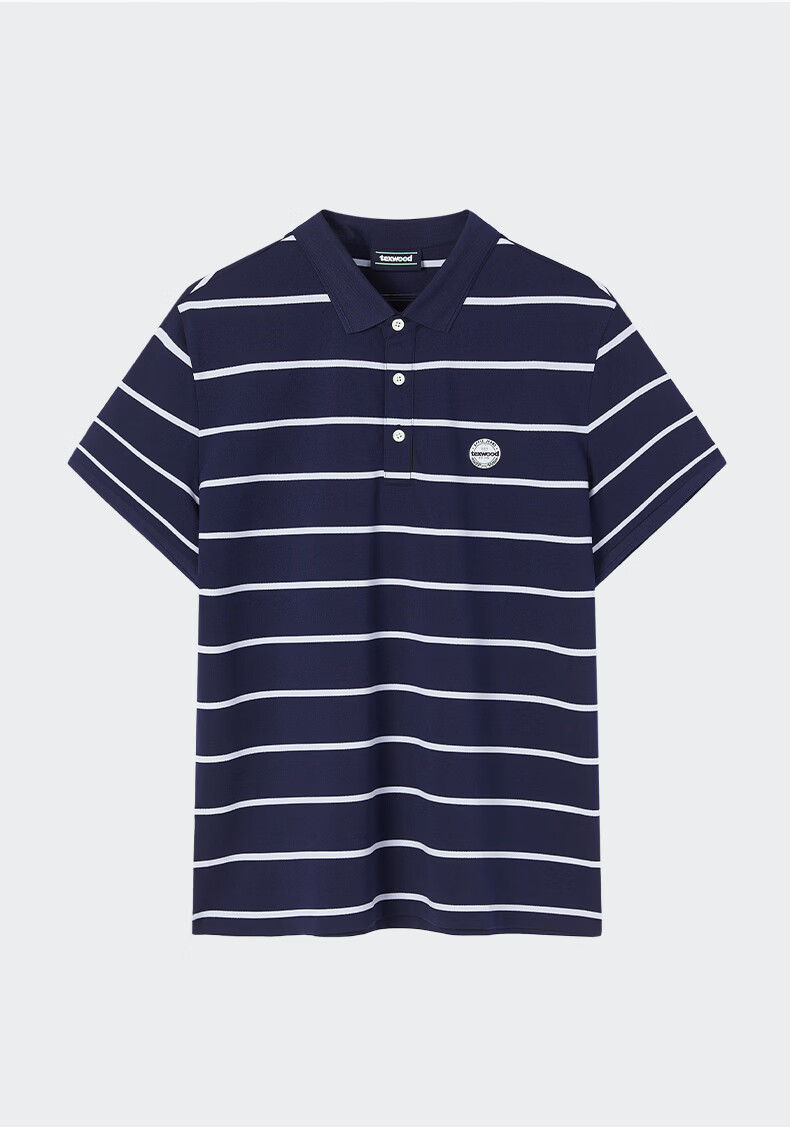 Texwood Standard Fit Men's Summer Striped Classic Short Sleeve Polo Shirt Blue M 2