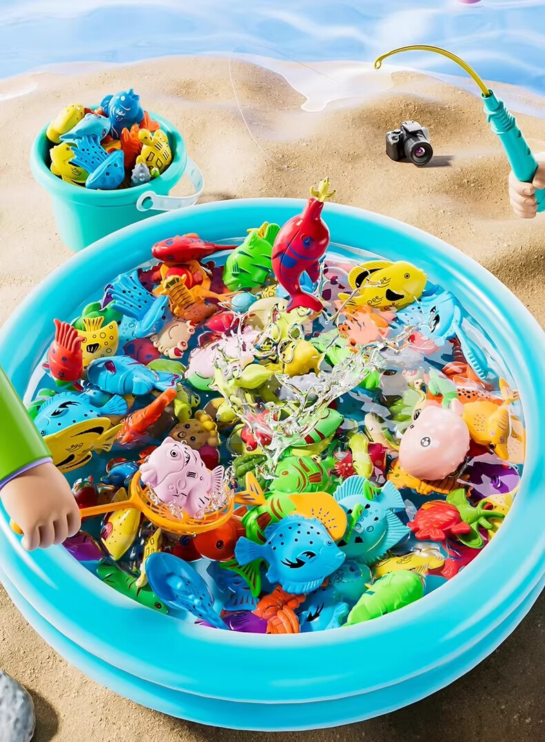 Miaobeile Fishing Educational Toy for Children Ages 3 and Up, Girls and Boys, Magnetic Fishing Net Water Play Pool Park 3