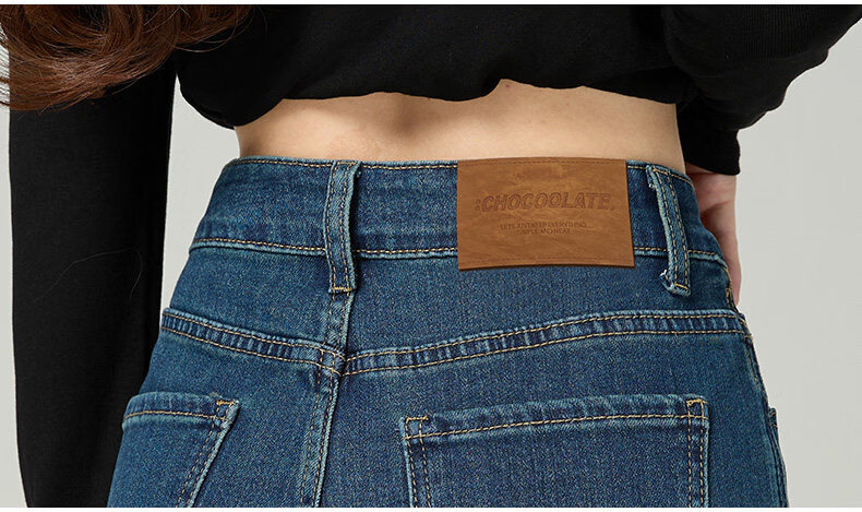 :CHOCOOLATE IT Split Flared Jeans for Women Spring Summer New Small Size Plus Size Flared Pants Light Blue XL 5