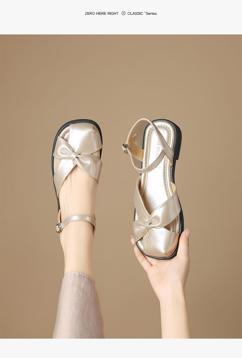 ZHR Flat Sandals Women Vintage Hollow-out Roman Shoes 2026 Summer New Beach Shoes Women KN272 Beige Brown Size 37 13