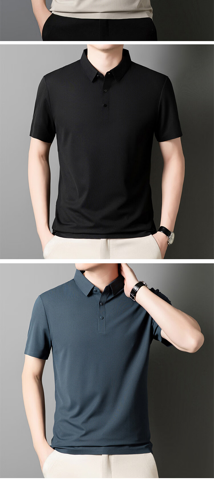 Hodo Men's Short Sleeve Polo Shirt Summer Quick-Dry T-Shirt UPF50+ Sun Protection Comfortable Breathable Top Black 3XL 16