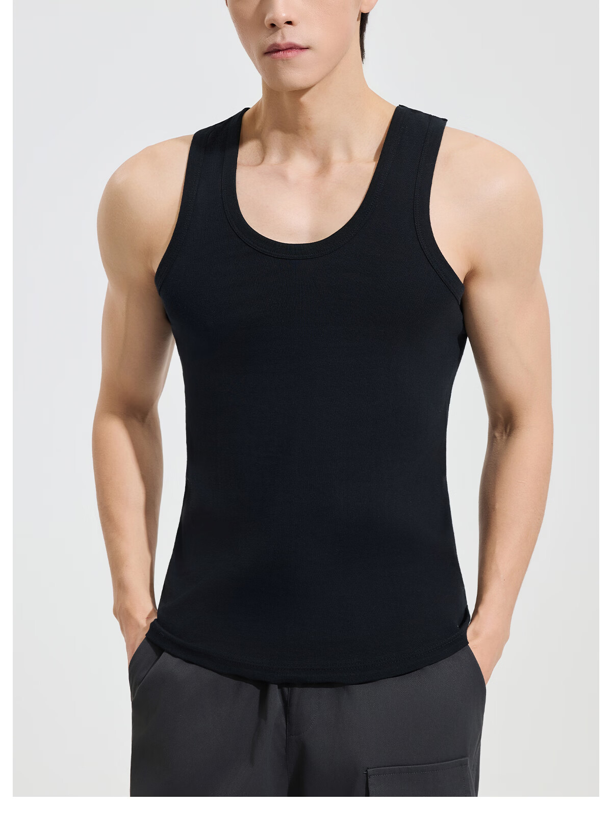 Hengyuanxiang 100% Cotton Men's Sports Vest Sweat-Absorbent Breathable Loose Fit All-Season High Elasticity 2-Pack 17