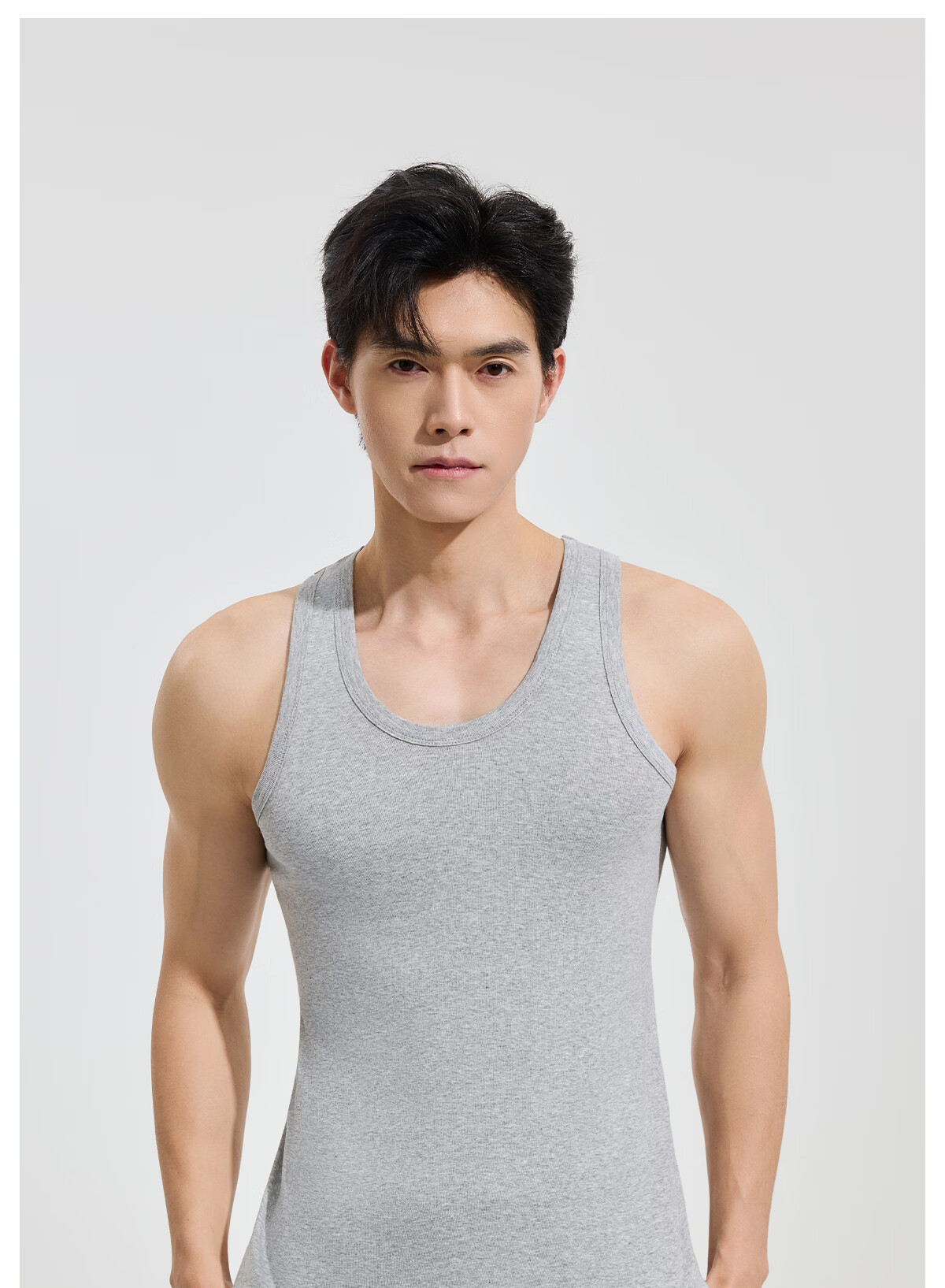 Hengyuanxiang 100% Cotton Men's Sports Vest Sweat-Absorbent Breathable Loose Fit All-Season High Elasticity 2-Pack 13