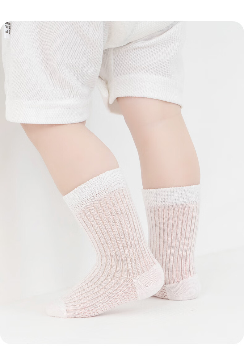 Growth Baby Socks Summer Cotton Breathable Mesh Mid-Calf Antibacterial Non-Binding Seamless Baby Socks 7
