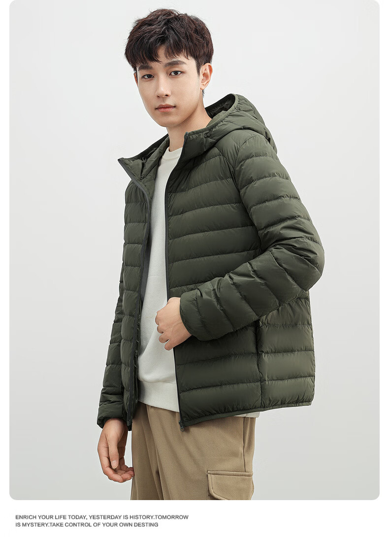 YAYA Men's Women's Unisex Lightweight Short Hooded Solid Color Down Jacket Autumn Winter Warm Outdoor 22