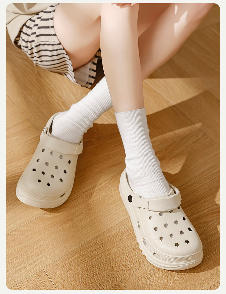 Banzhulin 2026 Spring New Hollow Massage Particle Non-slip Odor-resistant Unisex Slippers Beige Women (New) Size 38-39 8