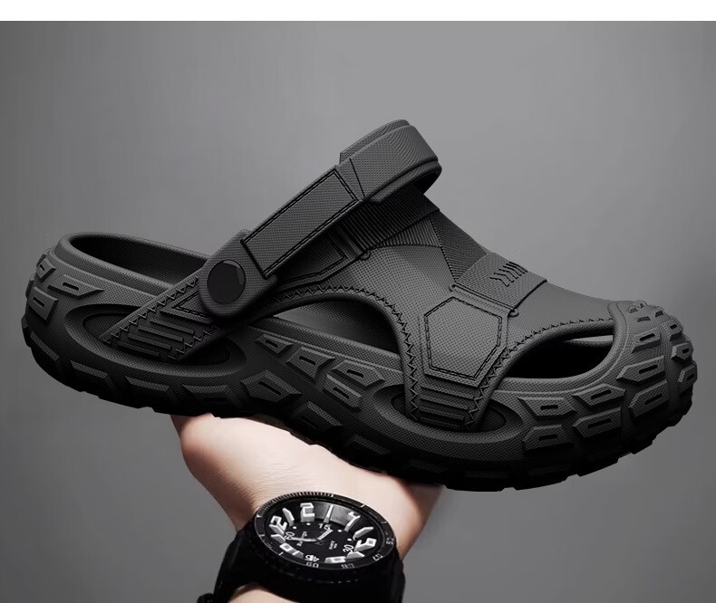 CARTELO Outdoor Non-Slip Thick Sole Clog Summer Men's Sports Casual Closed-Toe Slippers New RZ04 Black Size 44-45 7