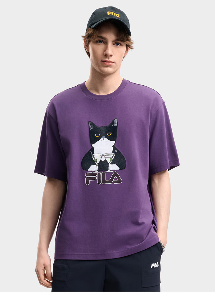 FILA Official Men's Knitted Short Sleeve Shirt 2026 Summer Fashion Casual Loose Cool Embroidered T-Shirt 5