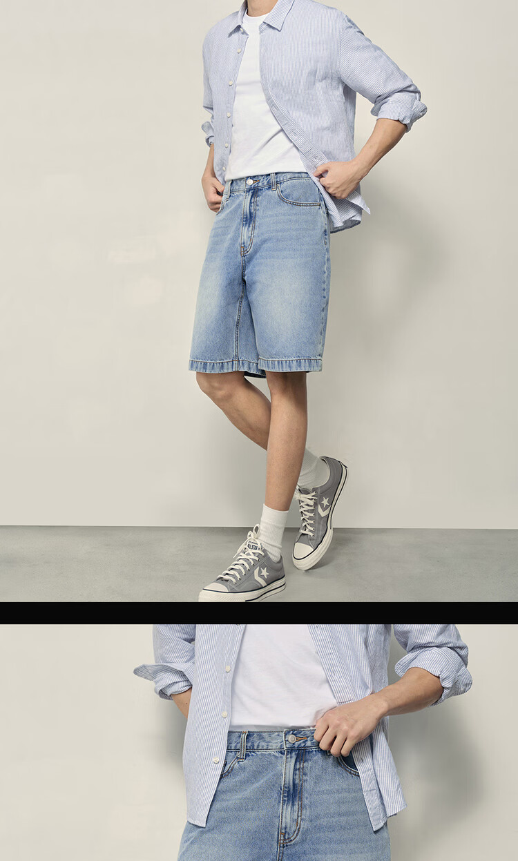 Giordano Men's Summer Vintage Style Pure Cotton Mid-Low Waist Denim Shorts 01106595 Korean Version 15