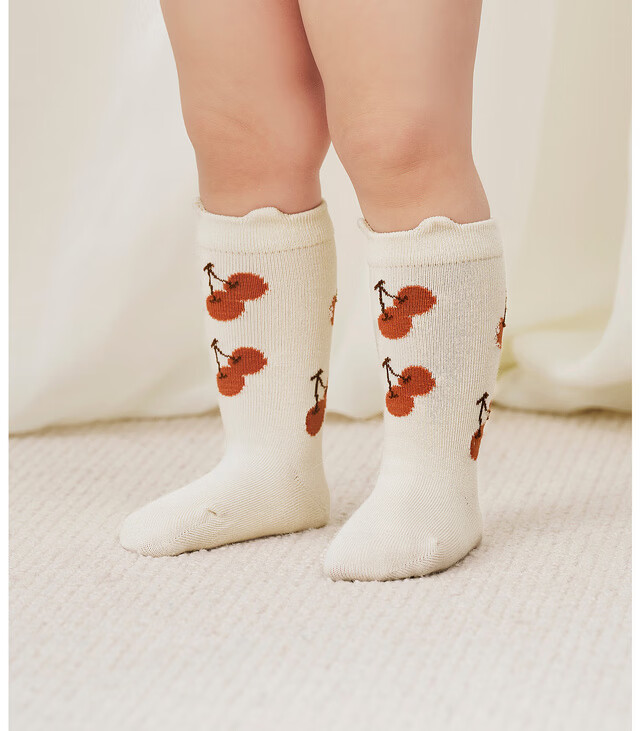 TONGTAI Baby Socks Mid-Calf Unisex Seamless Non-Binding Wide Cuff Pink 0-6 Months 20