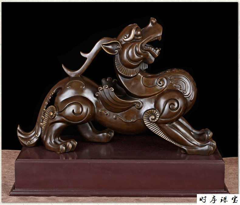 铜貔貅摆件大号办公室仿古工艺品家居饰品大号底座