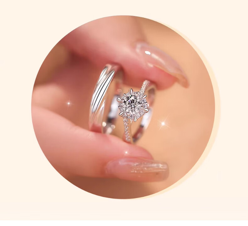 Kefuni [Includes GRA Certificate] 1 Carat Moissanite Couple Rings Engagement Birthday Qixi Festival Gift for Girlfriend 6