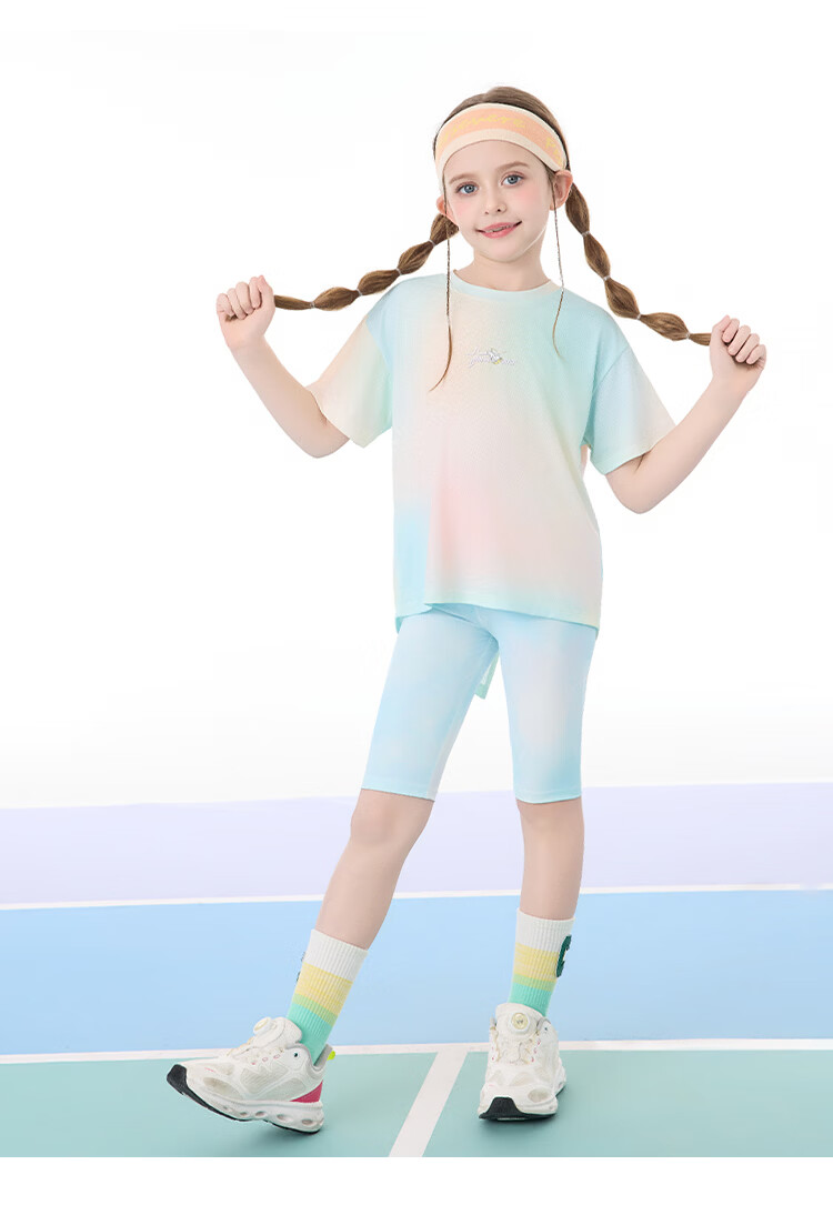 Disney Kids Summer Girls Gradient Short Sleeve T-Shirt Casual Sports Short Sleeve Purple Dream 110 15