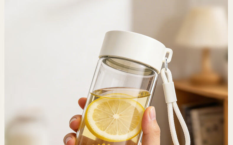 MINISO High Borosilicate Single-Layer Glass Water Cup for Women, Stylish, Compact, Portable, Simple, Heat-Resistant, Cloud White, 355mL 9