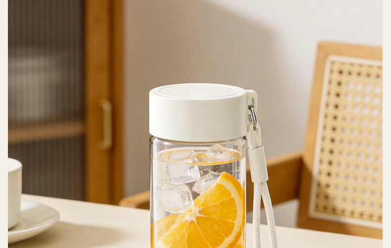 MINISO High Borosilicate Single-Layer Glass Water Cup for Women, Stylish, Compact, Portable, Simple, Heat-Resistant, Cloud White, 355mL 12