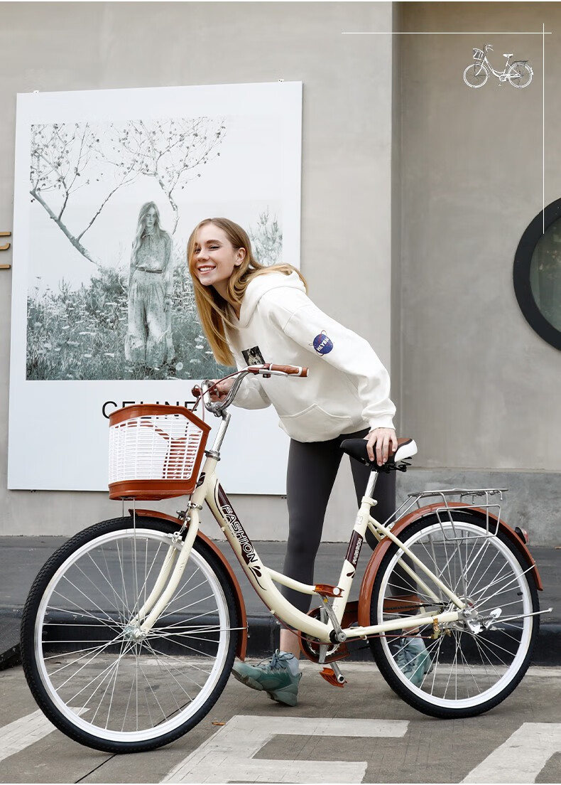 永久(forever)自行车女士通勤轻便单车普通复古胎上班24寸26男女式