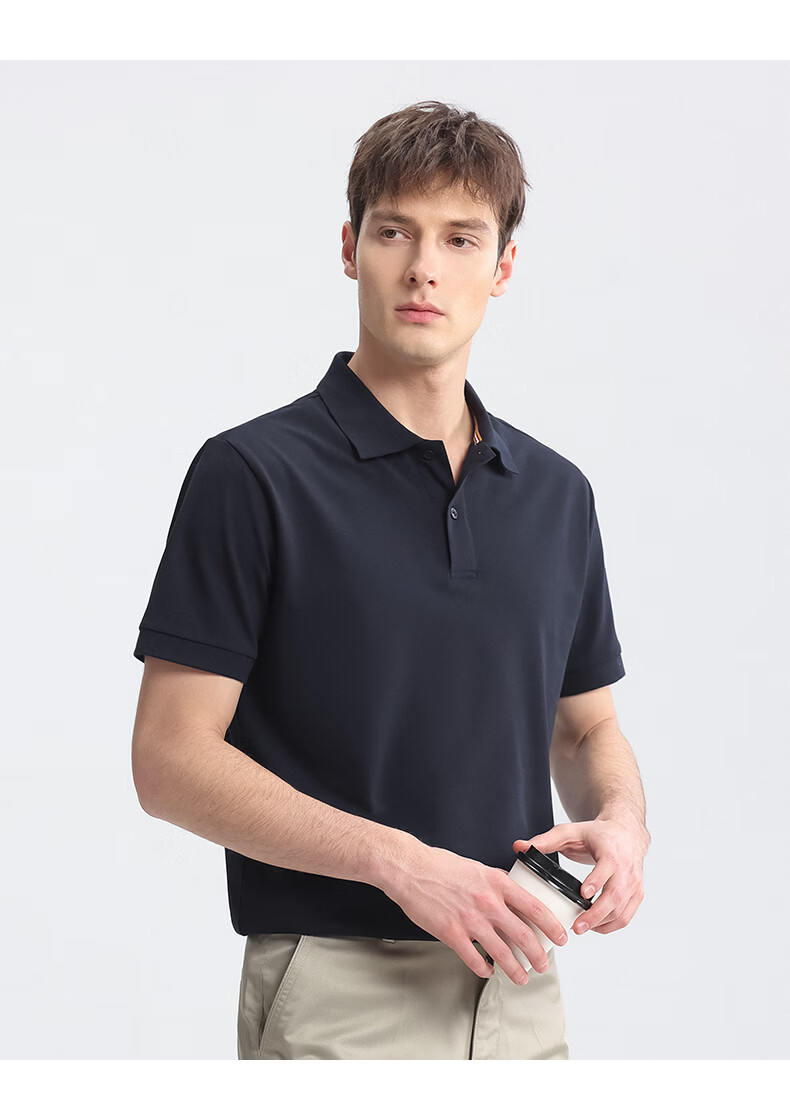 FIRS Men's Polo Shirt Spring Casual Solid Color Men's Collared Top P2601-5 L 10