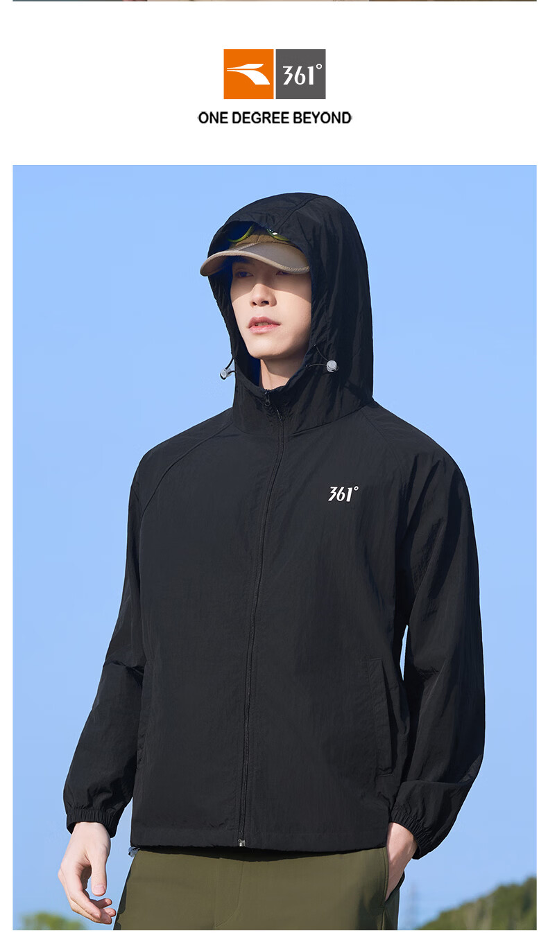 361° Sunscreen Jacket Unisex Spring Summer UPF50+ UV Protection Sports Outdoor Coat 0601F Super Black L 19