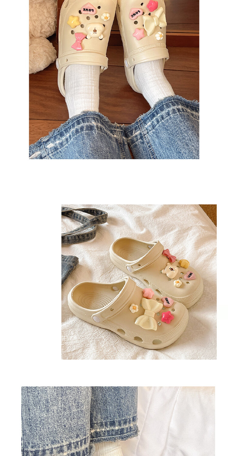 AILAIJIA Starlight Bear Height Increasing Clog Sandals for Women Beach Shoes White Size 40-41 9